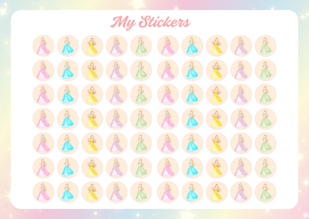Princess Chore Chart - Weekly Reward & Task Organizer Sticker Set