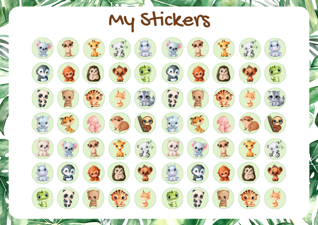Jungle Zoo Animal Chore Chart - Weekly Reward & Task Organizer Sticker Set