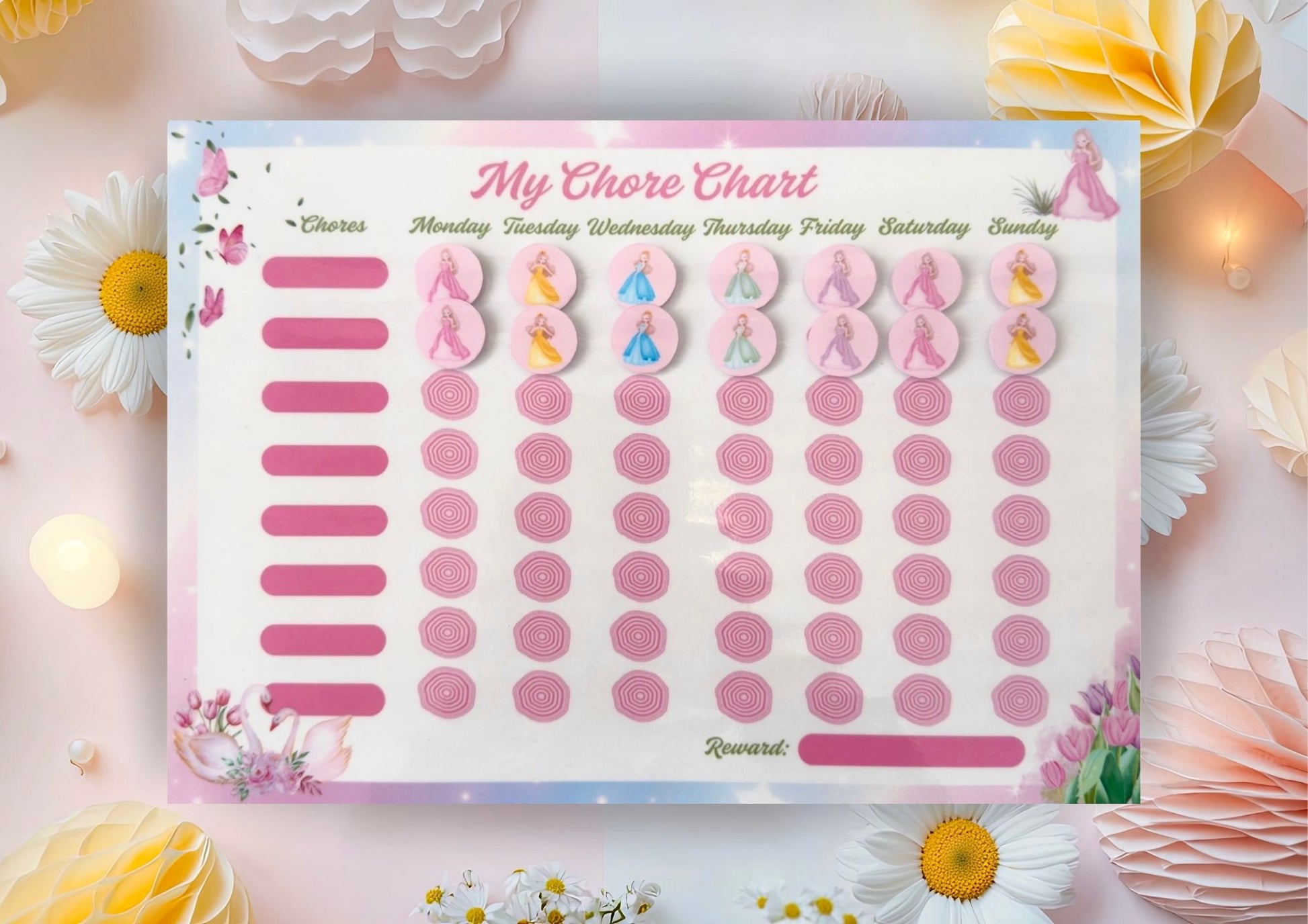 Princess Chore Chart - Weekly Reward & Task Organizer Sticker Set