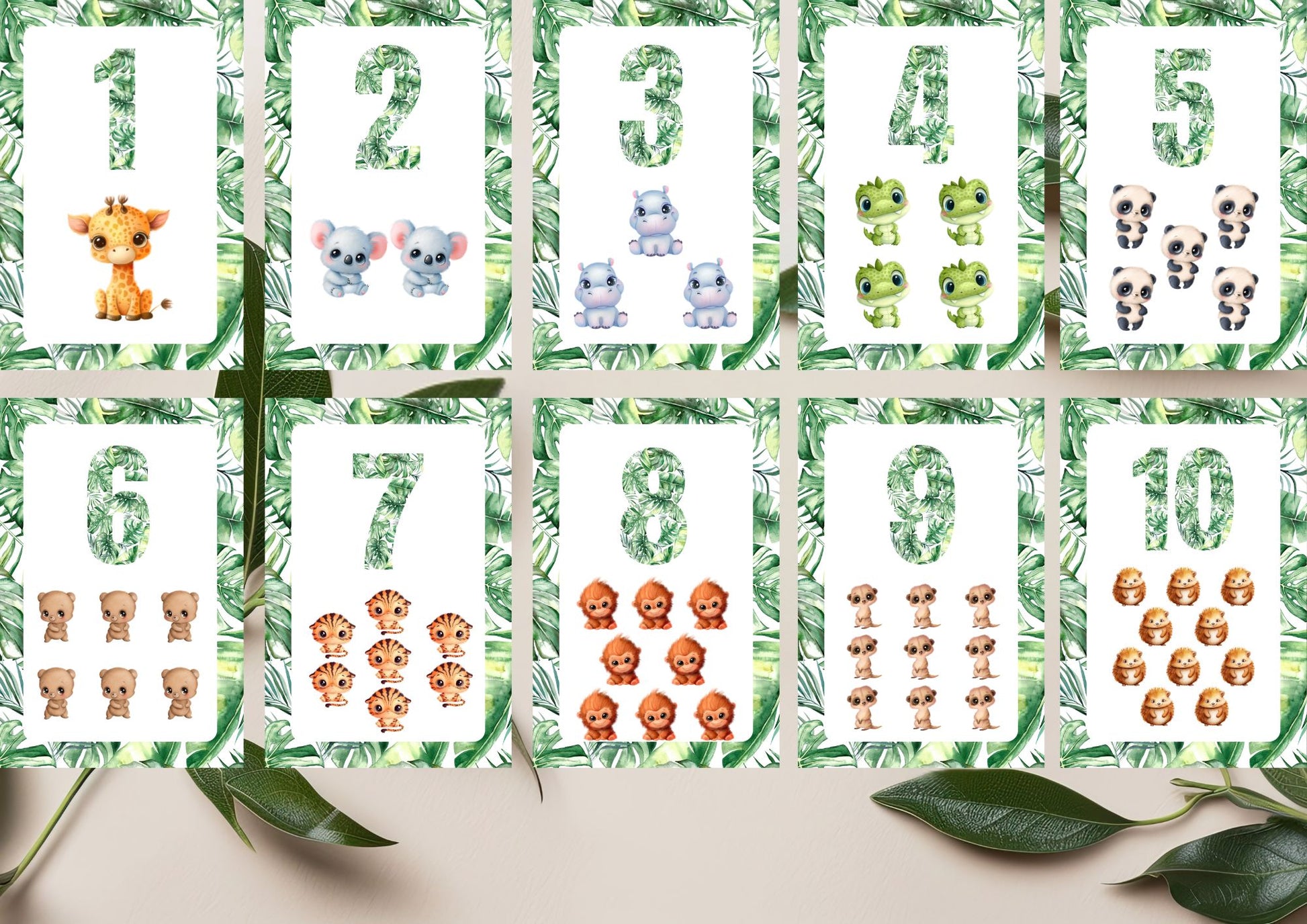 Zoo Animal Number Cards