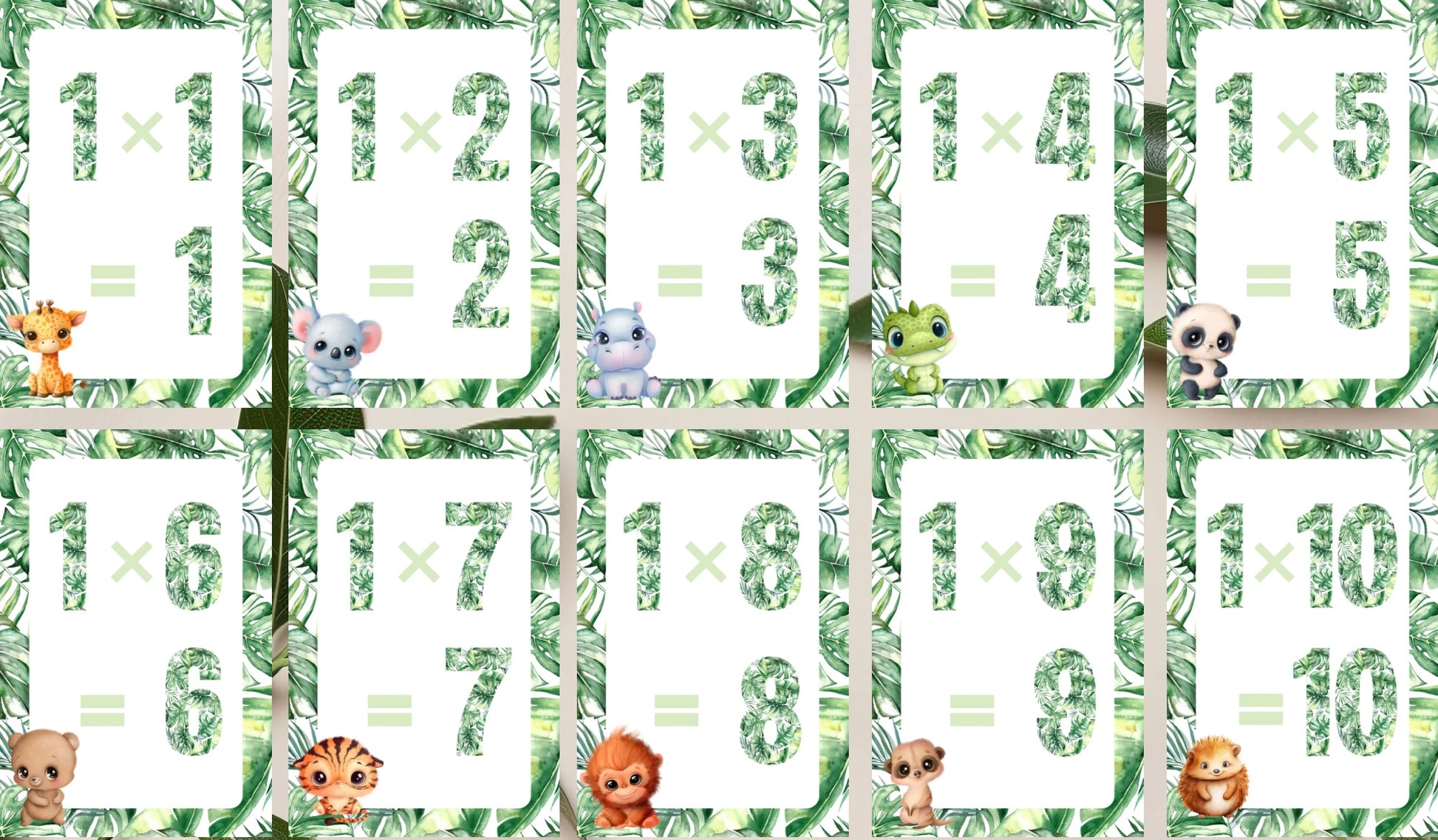 Jungle Times Table Cards