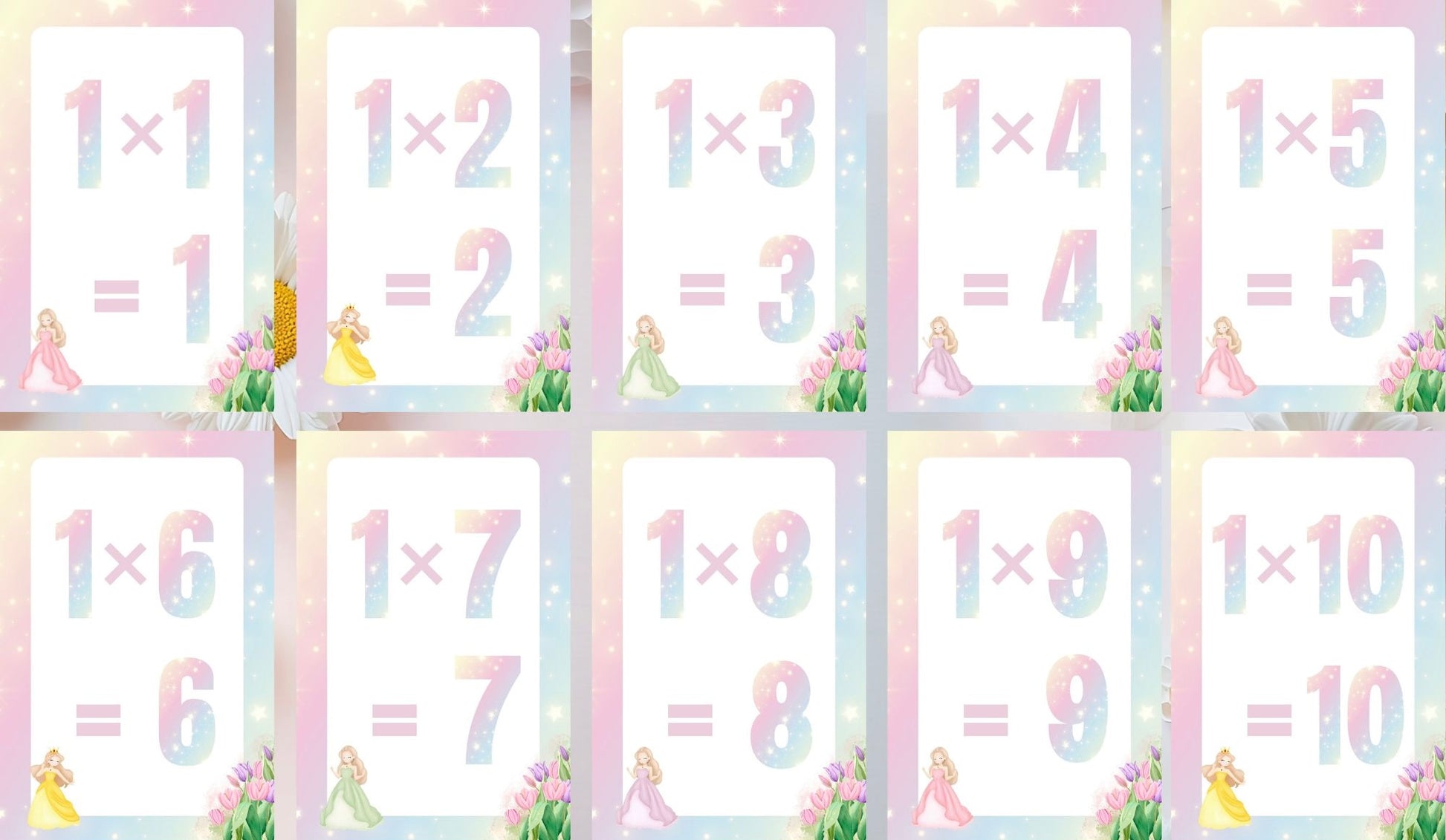 Princess Times Table Cards