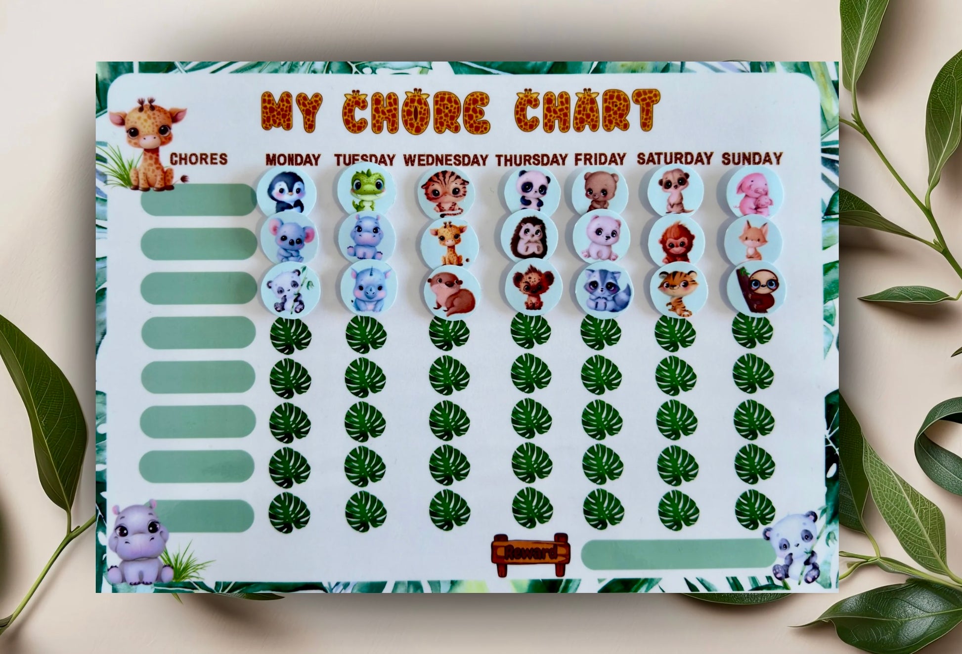 Jungle Zoo Animal Chore Chart - Weekly Reward & Task Organizer Sticker Set